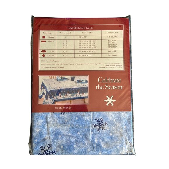 70" Round Celebrate The Season Frosty Friends Snowman Tablecloth and 8 placemats - Picture 2 of 4